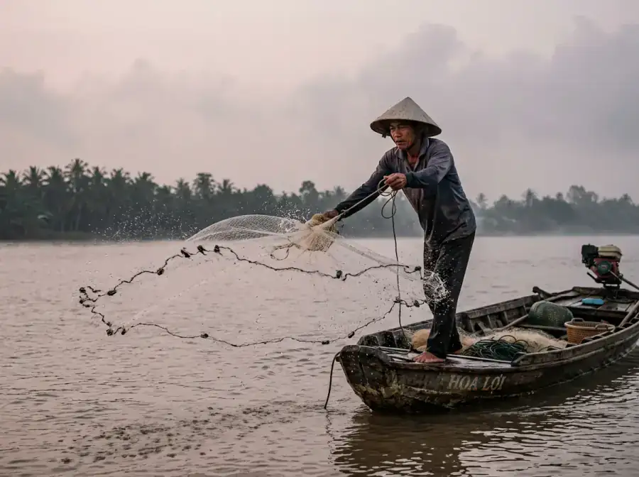 Local fisherman on the Mekong