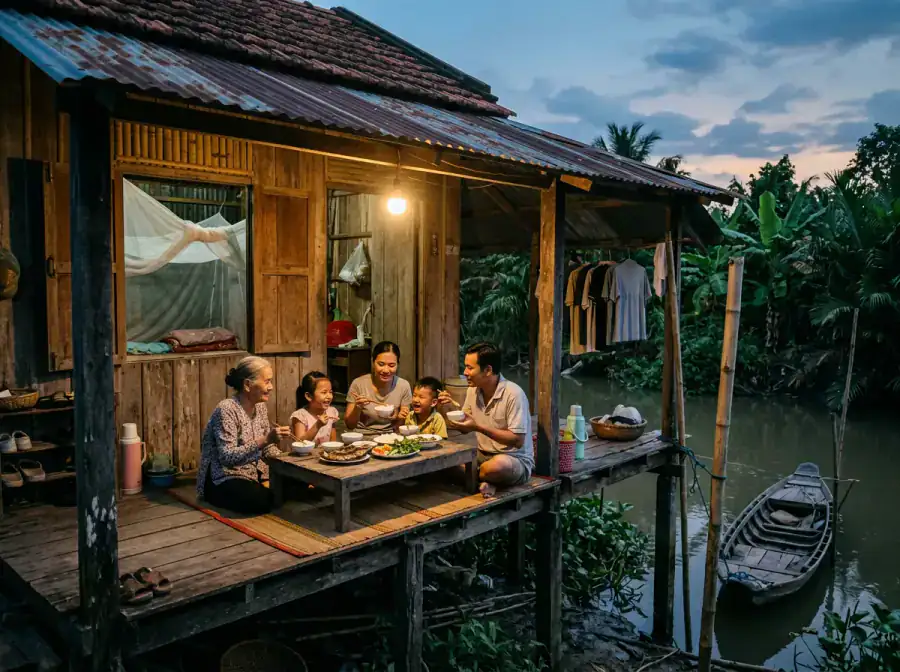Mekong homestay courtyard