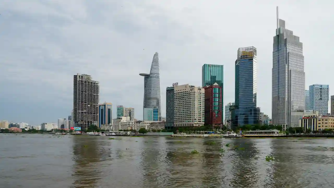 Modern Saigon skyline viewed from the Saigon River