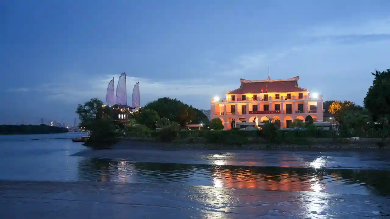 Nha Rong Wharf on the Saigon River at dusk